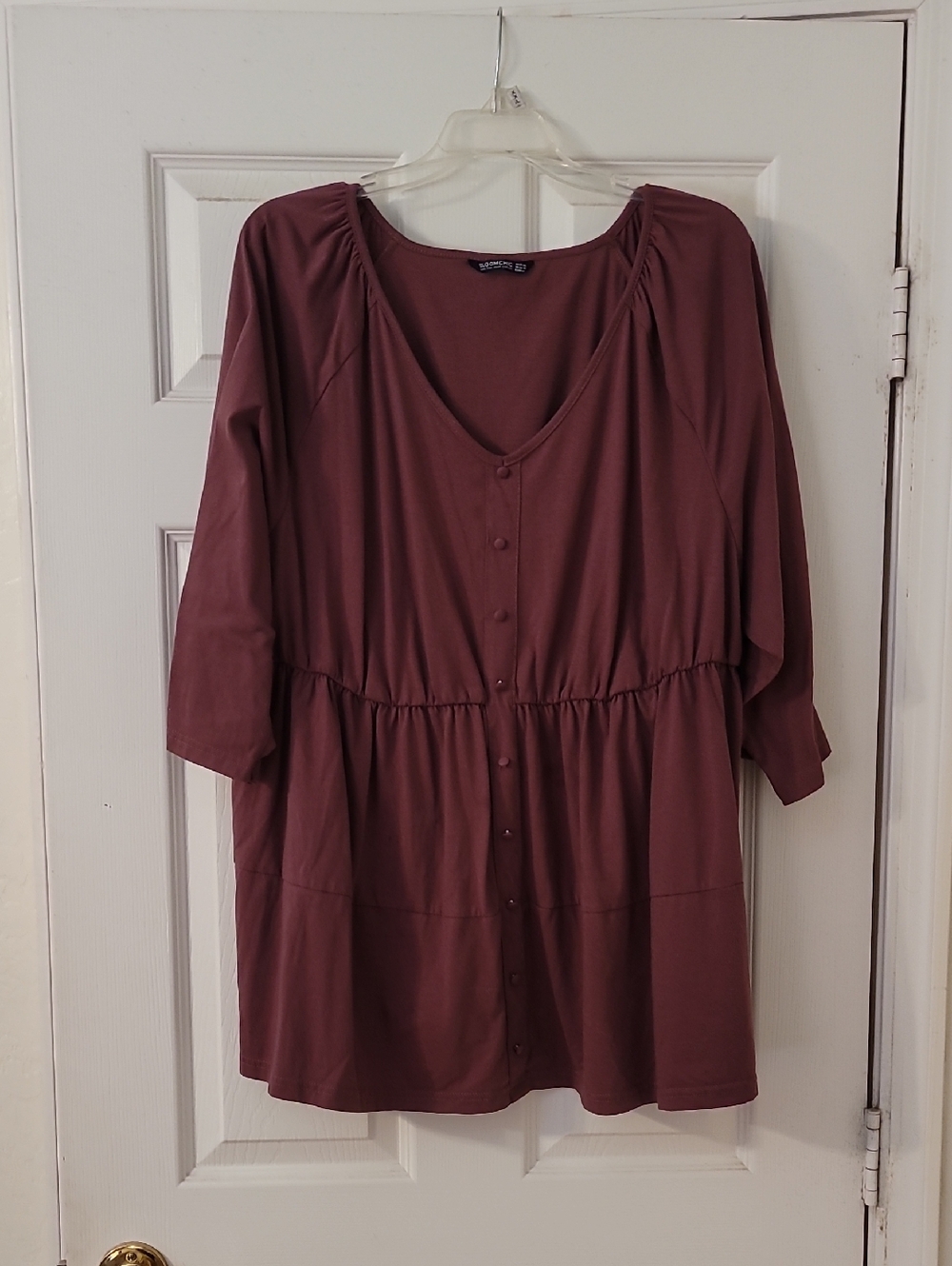 BloomChic Mauve Button-Front Peasant Blouse